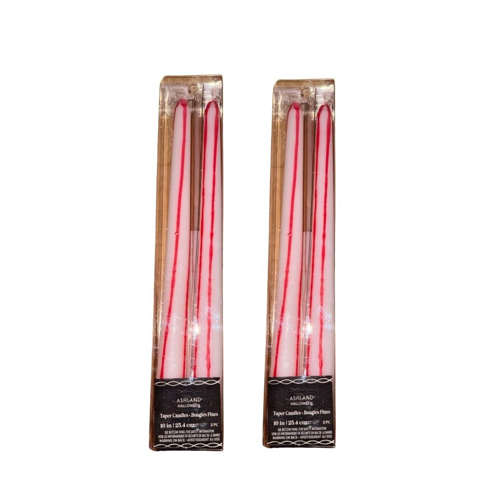 Ashland Halloween Taper Candles 10" Red & White 4 Pc Decorative Set